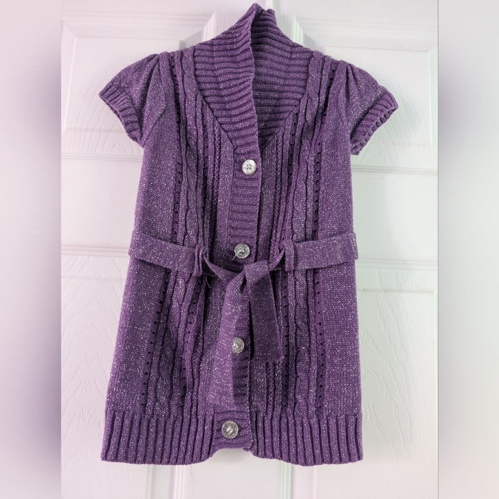 Little Lass Purple Ribbed Casual Vest